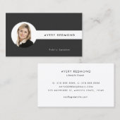Carte De Visite Ajouter Professionnels du Modèle photo noir et bla (Devant / Derrière)