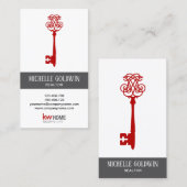 Carte De Visite Ajouter un logo Clé de réaltor immobilier moderne (Devant / Derrière)