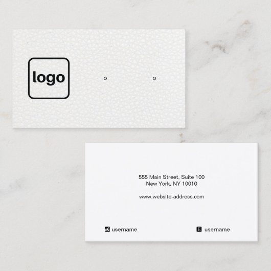 Carte De Visite Ajouter un logo en cuir blanc Écran d'oreille (Devant / Derrière)