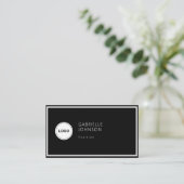 Carte De Visite Ajouter un logo moderne Cercle Professionnel Noir (Debout devant)