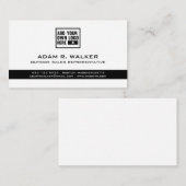 Carte De Visite Ajouter un logo| Noir et blanc (Devant / Derrière)