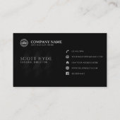 Carte De Visite Ajouter un logo personnalisé noir professionnel (Dos)