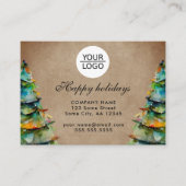 Carte De Visite Ajouter un logo Promotion d'arbre de Noël de texte (Devant)
