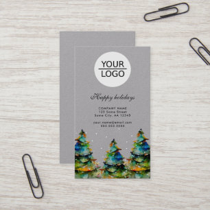 Carte De Visite Ajouter un logo Texte personnalisé Noël Épinette P