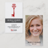 Carte De Visite Ajouter une photo Moderne Immobilier Realtor Key B (Devant / Derrière)