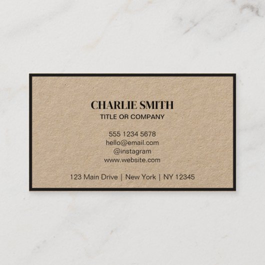 Carte De Visite Ajouter votre entreprise Logo l Modern Rustic Blac (Dos)