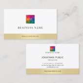 Carte De Visite Ajouter Votre Entreprise Logo Moderne Elegant Or (Devant / Derrière)