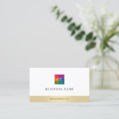 Carte De Visite Ajouter Votre Entreprise Logo Moderne Elegant Or (Debout devant)