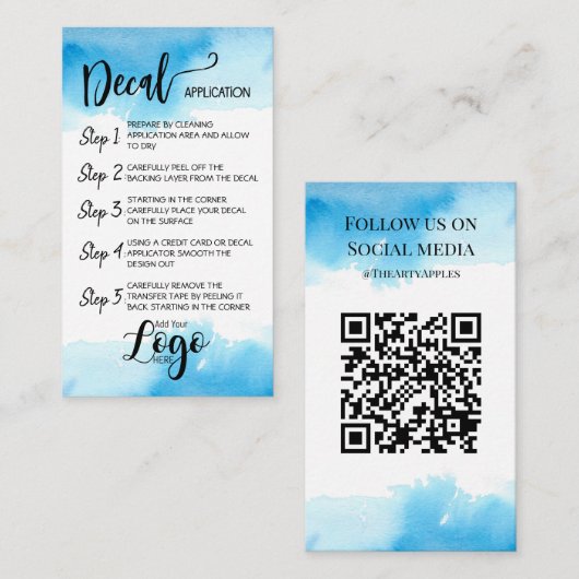 Carte De Visite AJOUTER VOTRE LOGO application de décalcomanie CAR (Devant / Derrière)