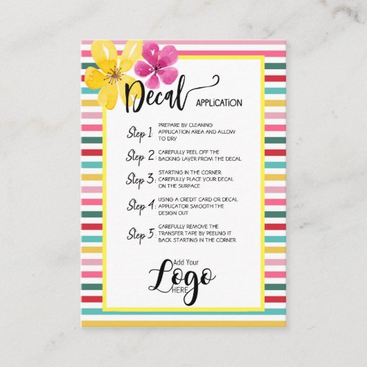 Carte De Visite AJOUTER VOTRE LOGO application de décalcomanie CAR (Devant)