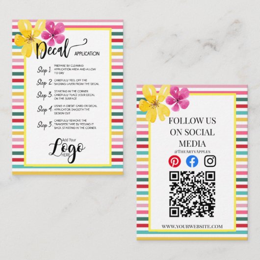 Carte De Visite AJOUTER VOTRE LOGO application de décalcomanie CAR (Devant / Derrière)