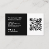Carte De Visite Ajouter votre logo Black and White Professional (Dos)