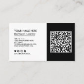Carte De Visite Ajouter votre logo Black and White Professional (Dos)