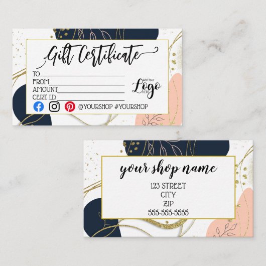 CARTE DE VISITE AJOUTER VOTRE LOGO BON D'AFFAIRES (Devant / Derrière)