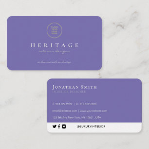 Carte De Visite Ajouter Votre Logo Élégant Luxury Plin Periwinkle