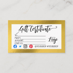 Carte De Visite AJOUTER VOTRE LOGO Marketing de chèques-cadeaux d