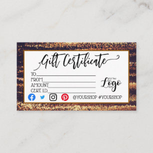 Carte De Visite AJOUTER VOTRE LOGO Marketing de chèques-cadeaux d