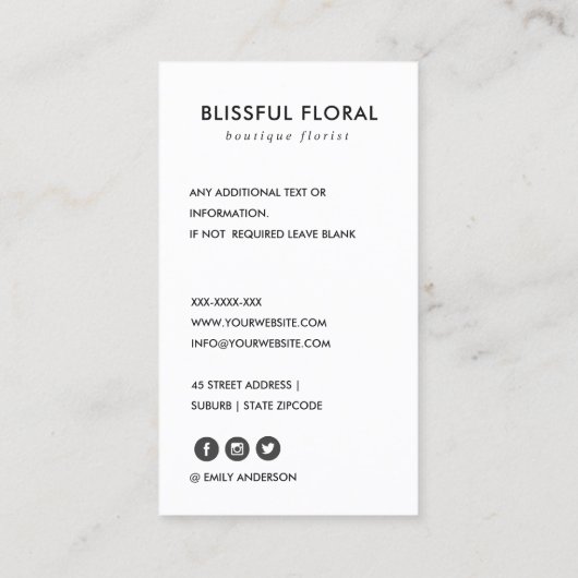 CARTE DE VISITE AJOUTER VOTRE LOGO MINIMAL MARBRE TEXTURE PROFESSI (Dos)