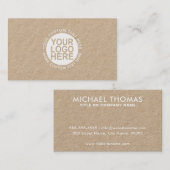 Carte De Visite Ajouter votre logo Moderne Blanc et Kraft (Devant / Derrière)