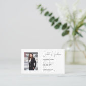 Carte De Visite Ajouter votre logo Photo QR White Simple Professio (Debout devant)