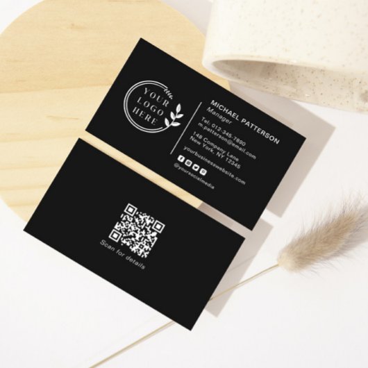 Carte De Visite Ajouter votre logo Social Media QR Code Entreprise