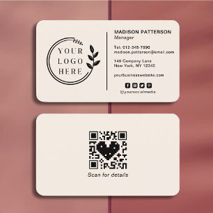 Carte De Visite Ajouter votre logo Social Media QR Code Entreprise