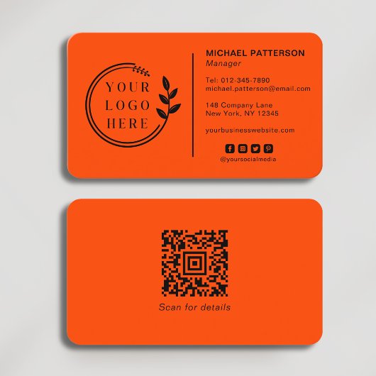 Carte De Visite Ajouter votre logo Social Media QR Code Entreprise