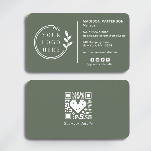 Carte De Visite Ajouter votre logo Social Media QR Code Entreprise