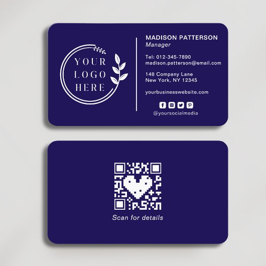 Carte De Visite Ajouter votre logo Social Media QR Code Entreprise