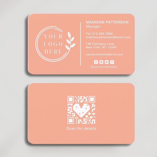 Carte De Visite Ajouter votre logo Social Media QR Code Entreprise