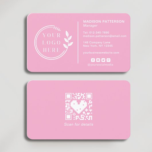 Carte De Visite Ajouter votre logo Social Media QR Code Entreprise