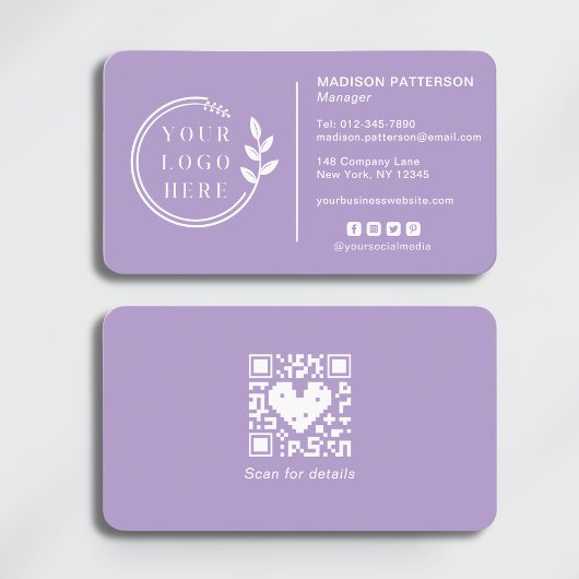Carte De Visite Ajouter votre logo Social Media QR Code Entreprise