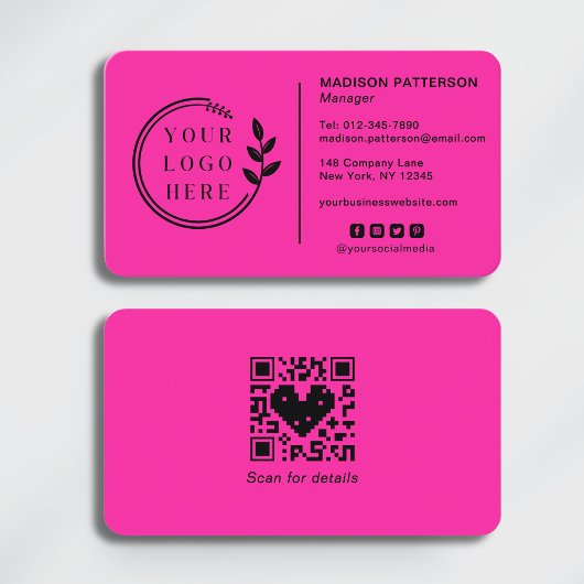 Carte De Visite Ajouter votre logo Social Media QR Code Entreprise