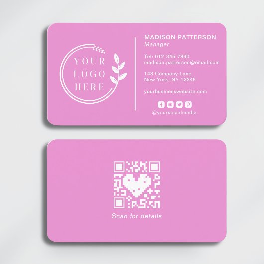 Carte De Visite Ajouter votre logo Social Media QR Code Entreprise