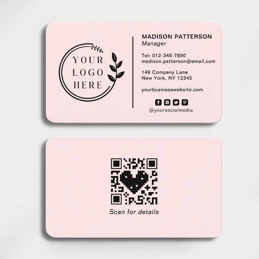 Carte De Visite Ajouter votre logo Social Media QR Code Entreprise