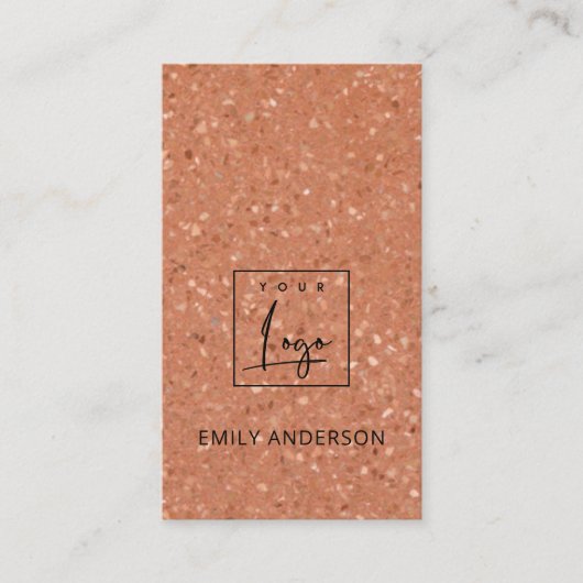 CARTE DE VISITE AJOUTER VOTRE LOGO TERRACOTTA R RUSTIC TERRAZZO TE (Devant)