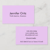 Carte De Visite Ajouter votre nom texte violon musicien professeur (Devant / Derrière)