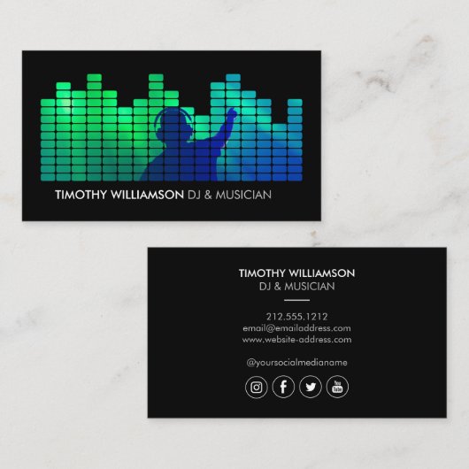 Carte De Visite Ajouter votre Photo II Equalizer DJ, Musiciens (Devant / Derrière)
