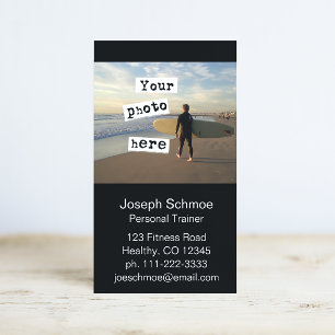 Carte De Visite Ajouter votre photo Simple Black Professional