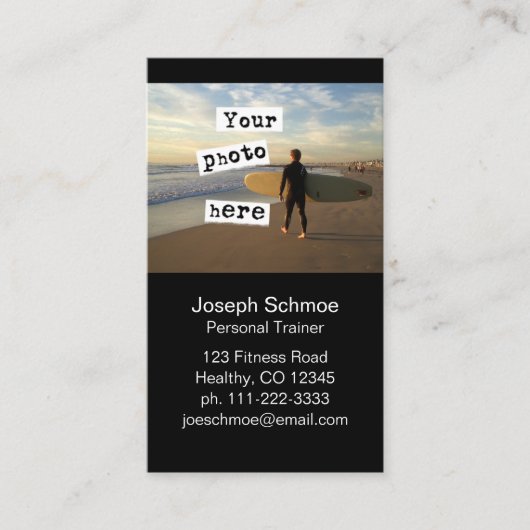 Carte De Visite Ajouter votre photo | Simple Noir Professionnel (Devant)