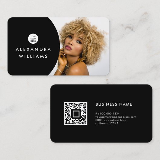 Carte De Visite Ajouter votre propre image QR Code & Logo Modern B (Devant / Derrière)