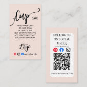 Carte De Visite AJOUTER VOTRE tasse LOGO CARE vinyl affaires blush (Devant / Derrière)