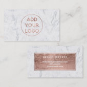Carte De Visite Ajoutez le marbre rose moderne de typographie d'or (Devant / Derrière)