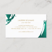 Carte De Visite Ajoutez votre logo Abstrait Emerald Green Brushstr (Dos)