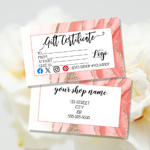 Carte De Visite Ajoutez votre logo Certificat-cadeau d'entreprise