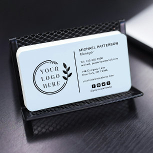 Carte De Visite Ajoutez votre logo Code QR des médias sociaux Bleu