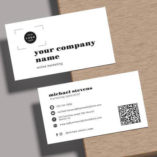 Carte De Visite Ajoutez votre logo code QR moderne professionnel
