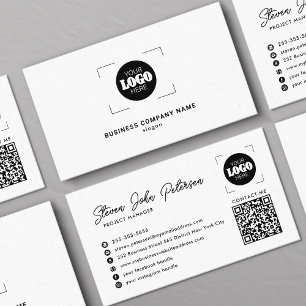 Carte De Visite Ajoutez votre logo code QR professionnel blanc
