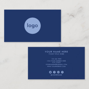 Carte De Visite Ajoutez Votre Logo Personnalisé Bleu Cobalt Profon