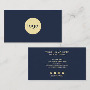 Carte De Visite Ajoutez Votre Logo Personnalisé Bleu Professionnel